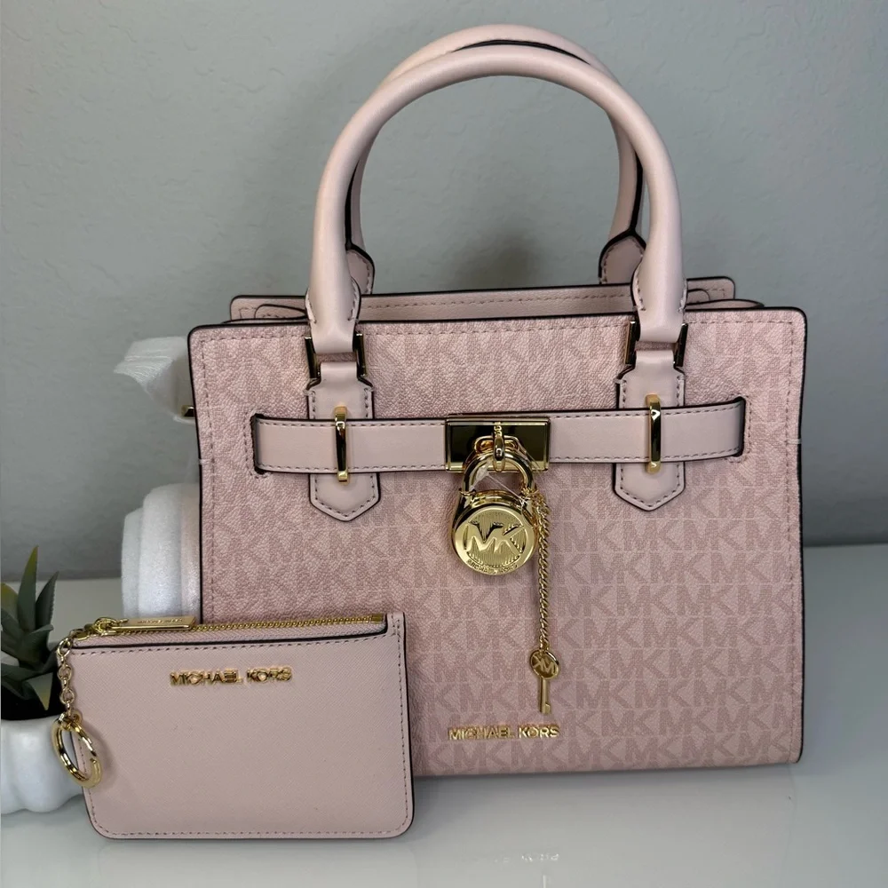 MICHAEL KORS Hamilton Small Satchel & Zip Coinpouch Set in Powder Blush NWT - Picture 1 of 15